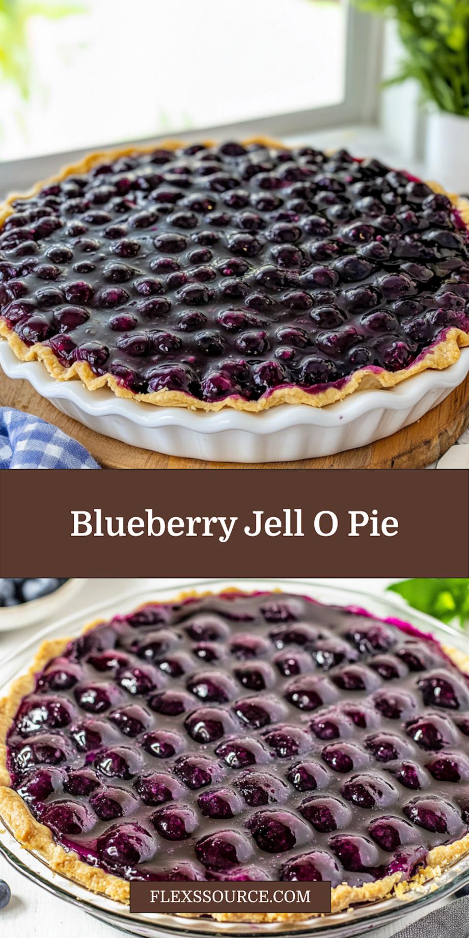 Blueberry Jell-O Pie with golden Oreo crust perfect for sharing