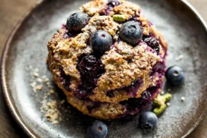 Bursting Blueberry Cardamom Buckle Recipe Easy and Delicious BURSTING BLUEBERRY CARDAMOM BUCKLE centered hero view, clean and uncluttered