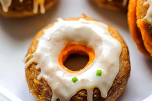 CARROT CAKE DONUTS centered hero view, clean and uncluttered