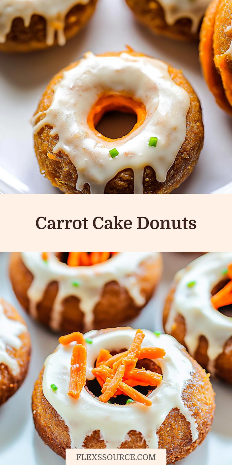 CARROT CAKE DONUTS centered hero view, clean and uncluttered