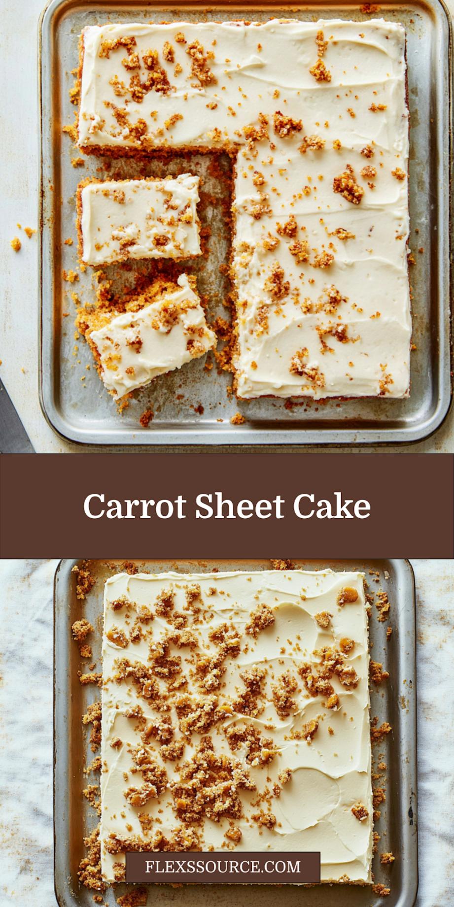 Carrot Cake Sheet Cake Easy Easter Dessert centered hero view, clean and uncluttered pin