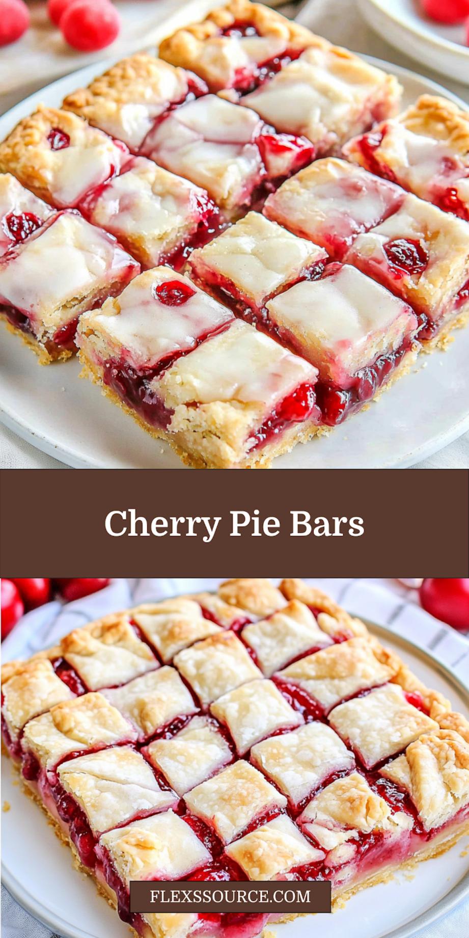 Cherry pie bars with golden crumbly topping and bright cherry filling