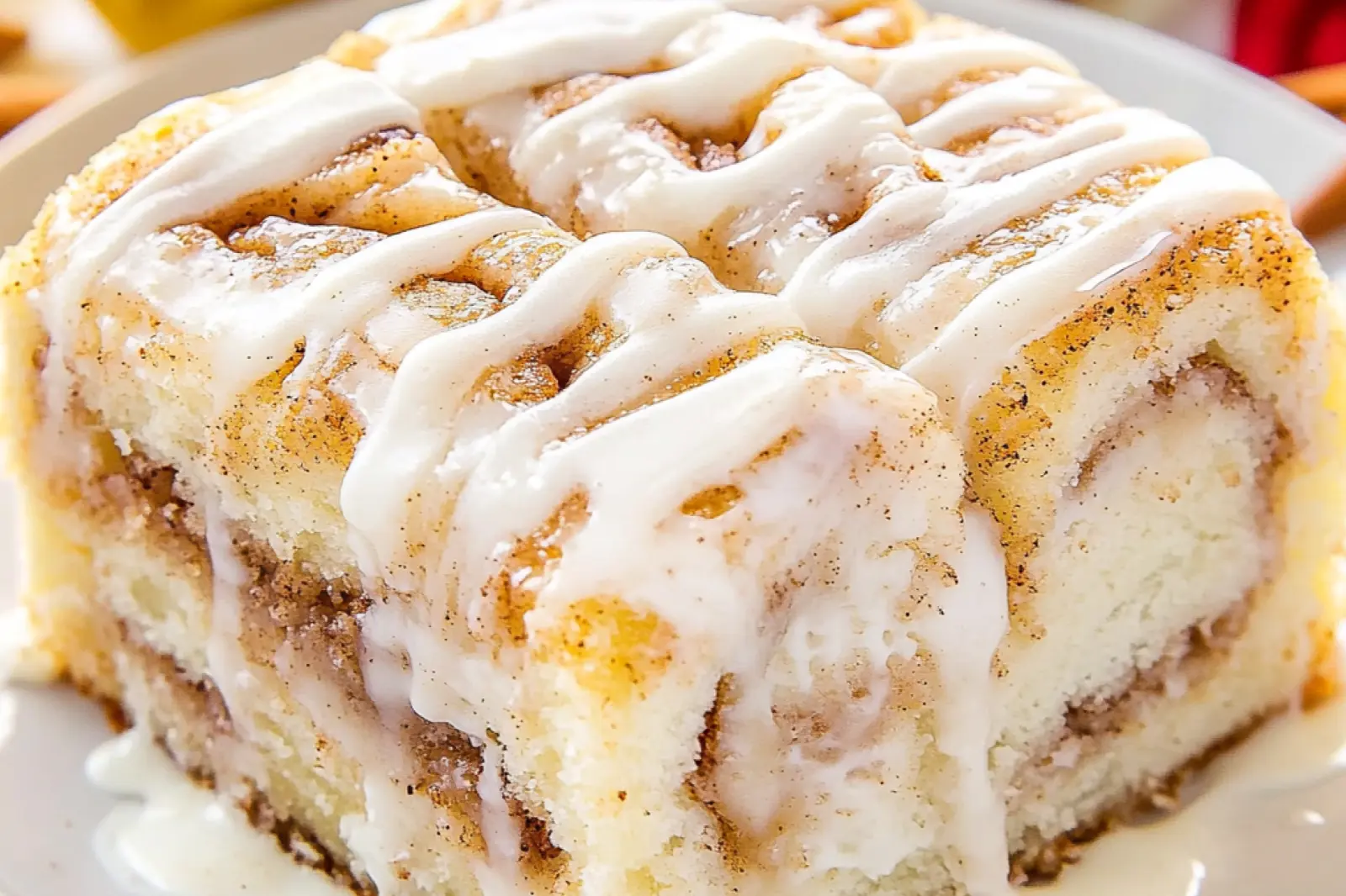 CINNAMON ROLL CAKE centered hero view, clean and uncluttered