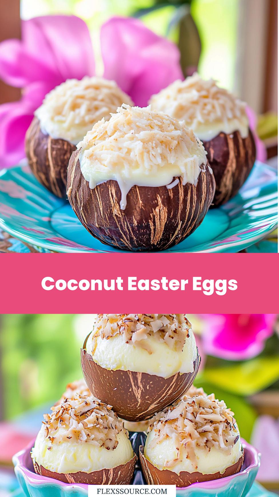 COCONUT EASTER EGGS centered hero view, clean and uncluttered