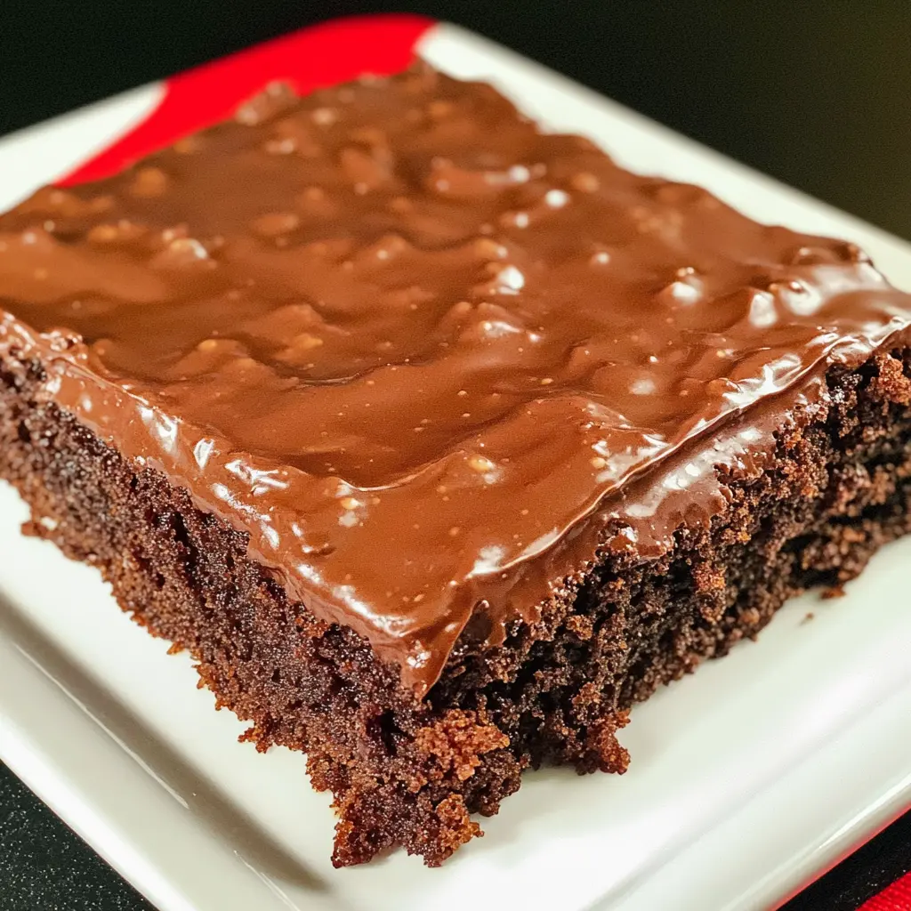 Easy Chocolate Texas Sheet Cake With Cinnamon centered hero view, clean and uncluttered