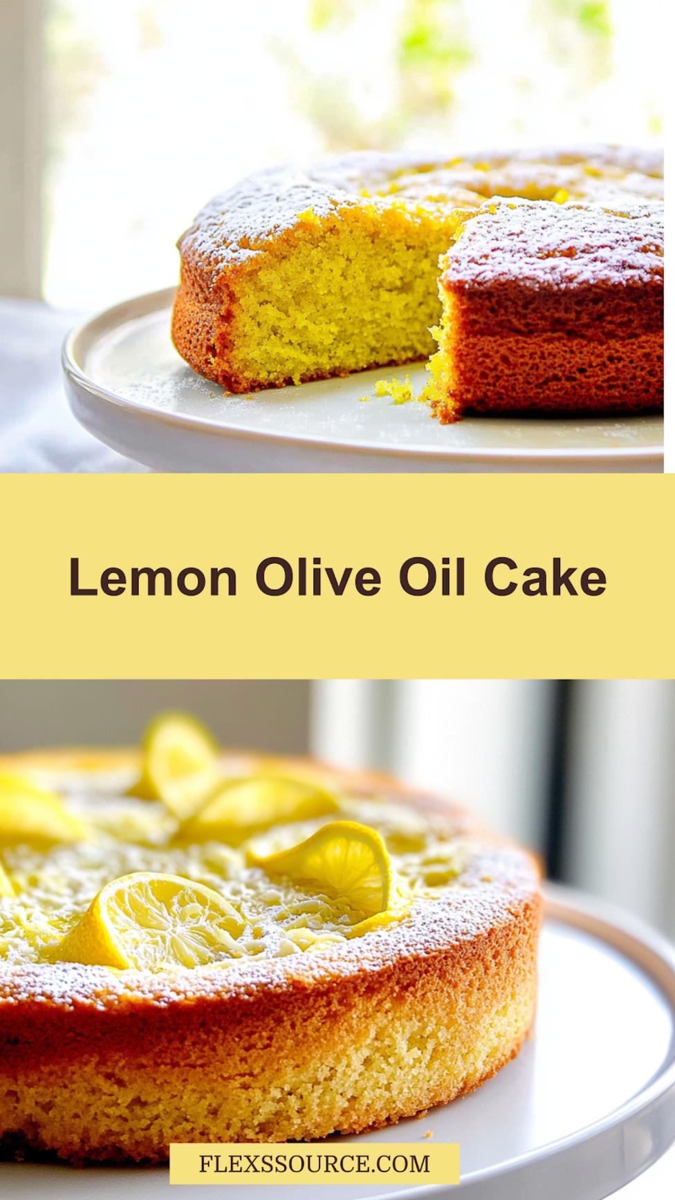 FIRST DAY OF SPRING LEMON OLIVE OIL CAKE centered hero view, clean and uncluttered