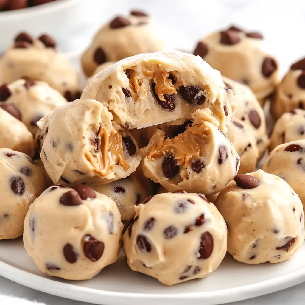 Frozen Greek yogurt peanut butter bites centered hero view, clean and uncluttered