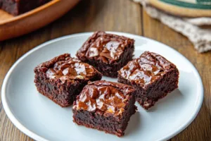 FUDGY LOW CARB KETO COTTAGE CHEESE BROWNIES centered hero view, clean and uncluttered