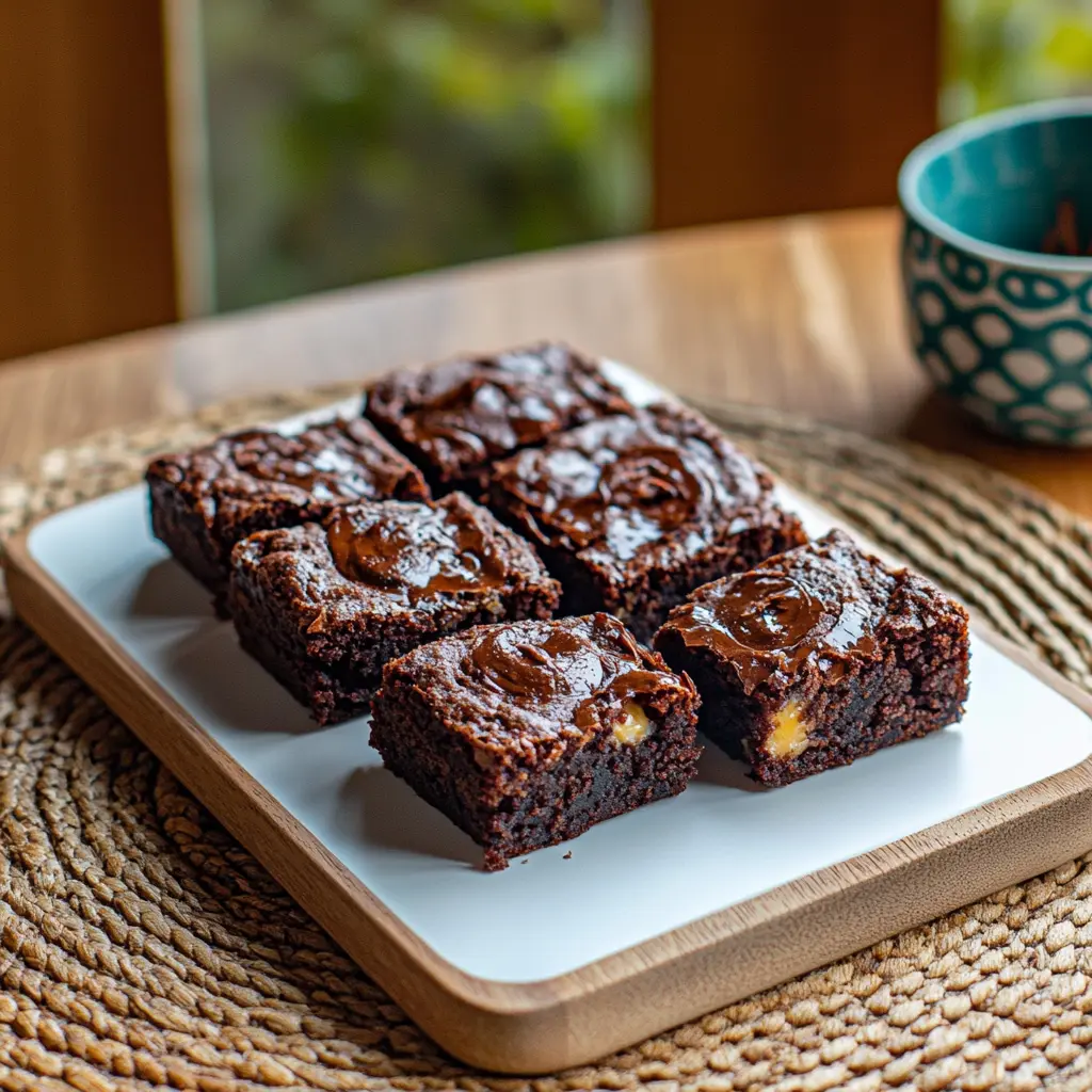 FUDGY LOW CARB KETO COTTAGE CHEESE BROWNIES centered hero view, clean and uncluttered