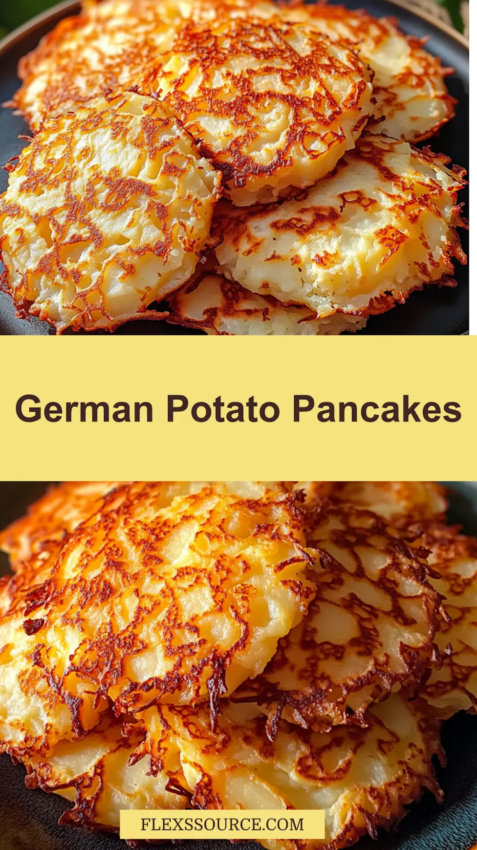 GERMAN POTATO PANCAKES centered hero view, clean and uncluttered