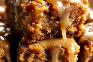 GOOEY MAPLE CINNAMON BLONDIES centered hero view, clean and uncluttered