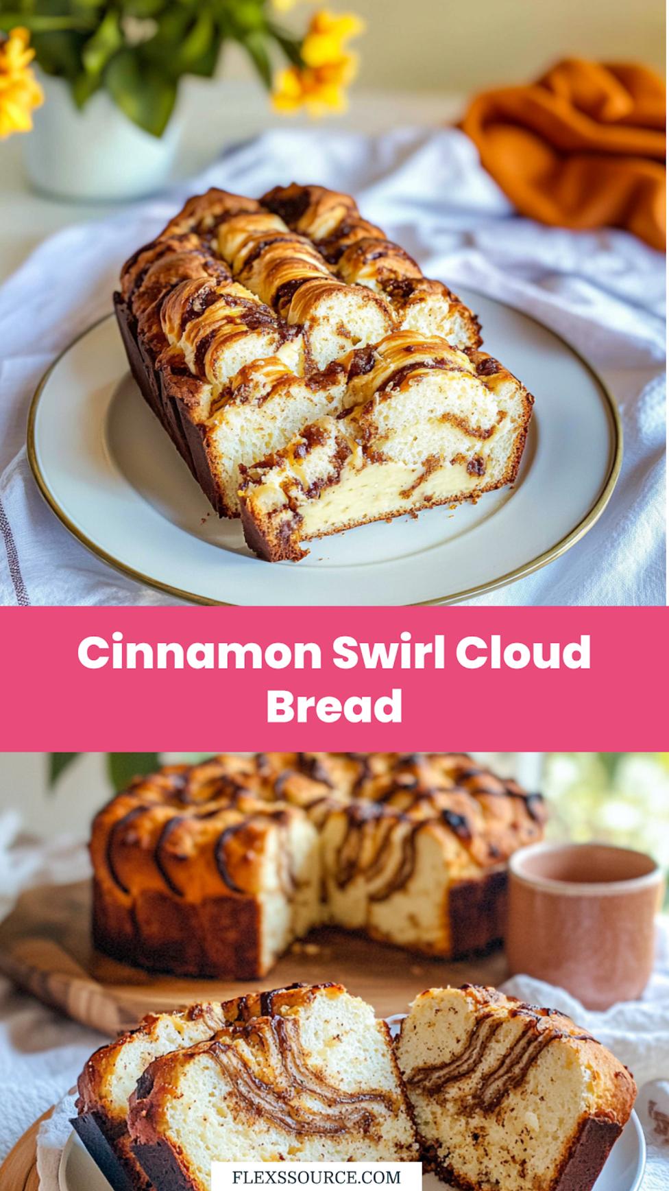Keto Cottage Cheese Cinnamon Swirl Cloud Bread centered hero view, clean and uncluttered