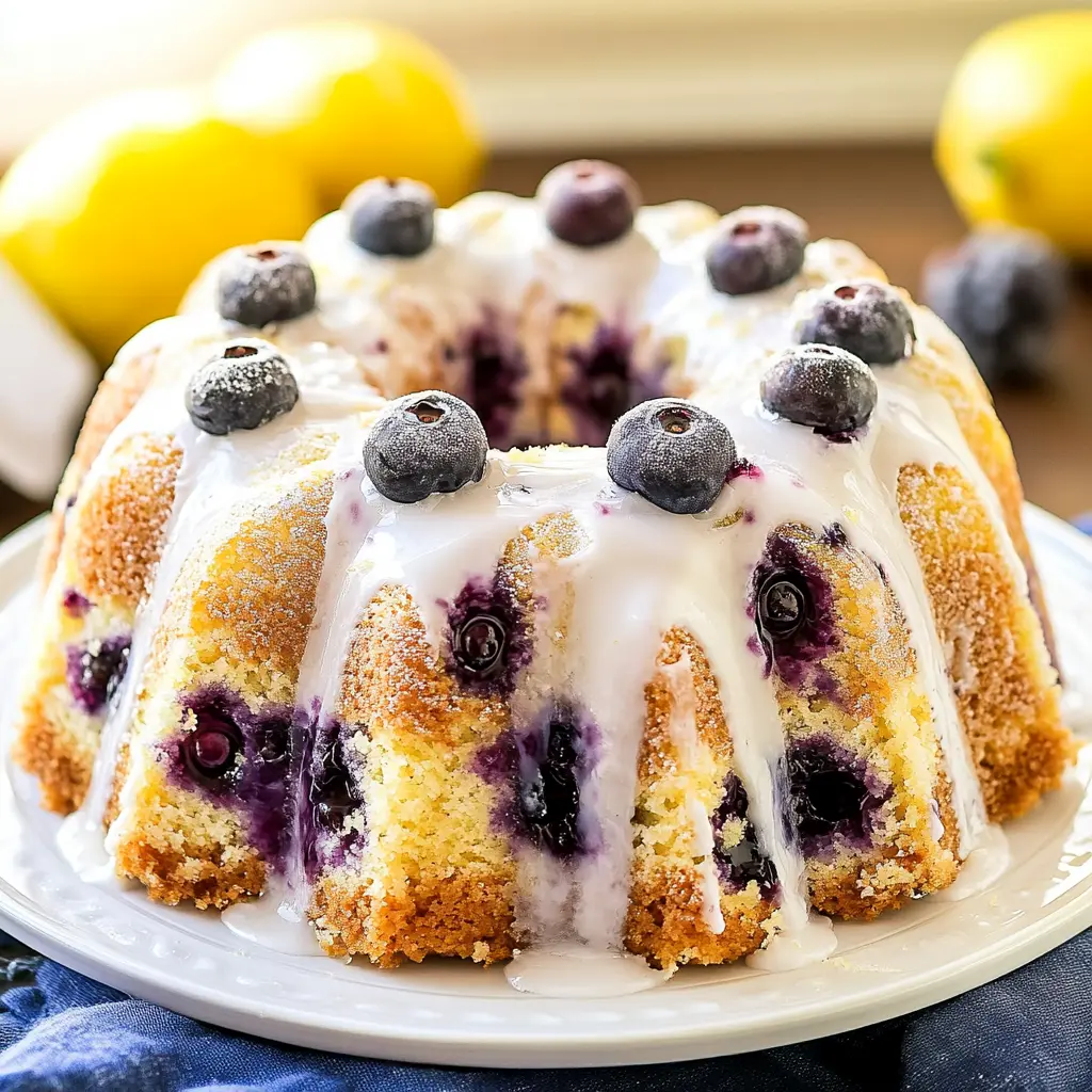 Lemon Blueberry Bundt Cake Recipe Easy and Delicious 3 LEMON BLUEBERRY BUNDT CAKE centered hero view, clean and uncluttered