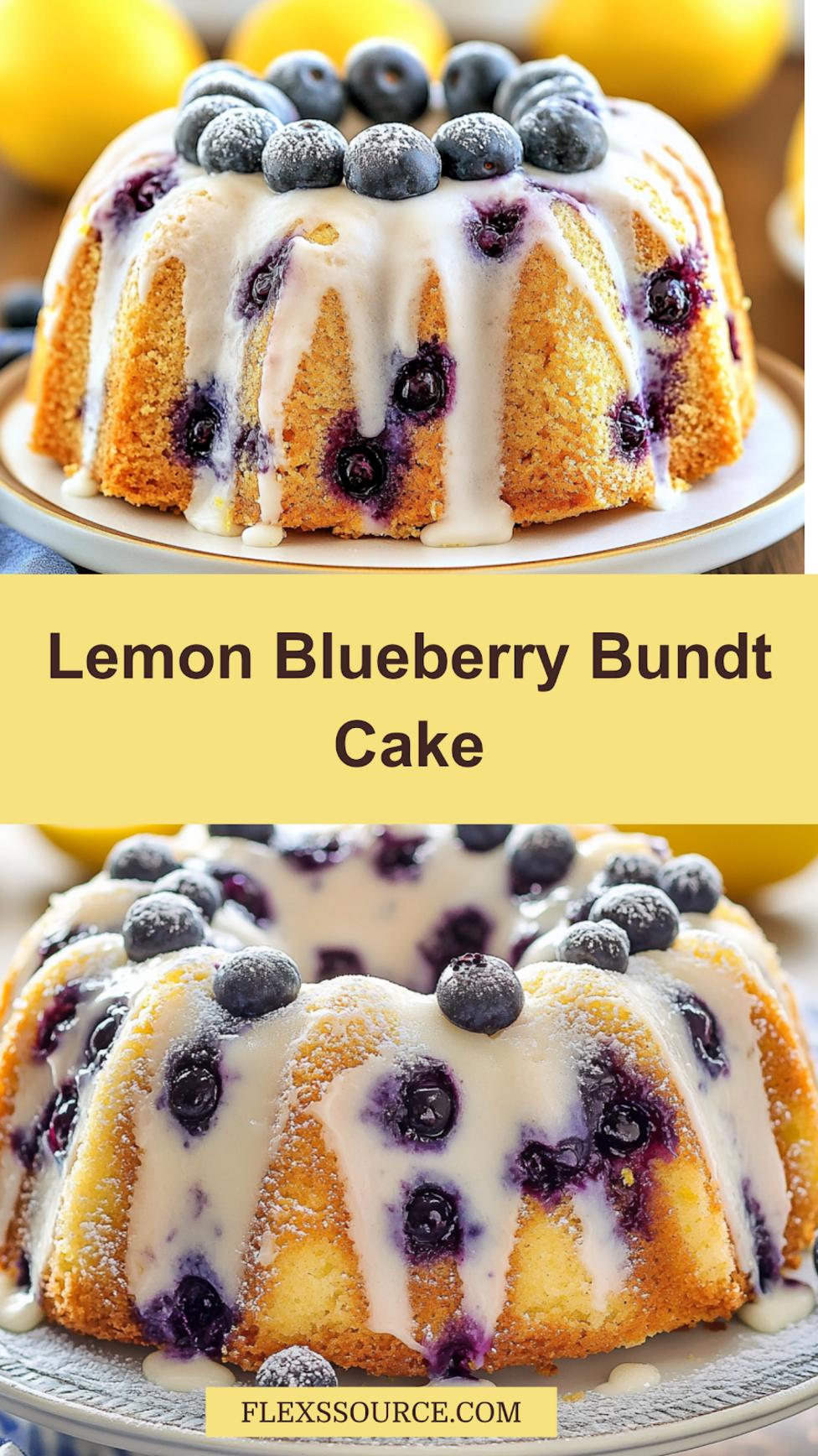 Lemon Blueberry Bundt Cake Recipe Easy and Delicious 4 LEMON BLUEBERRY BUNDT CAKE centered hero view, clean and uncluttered
