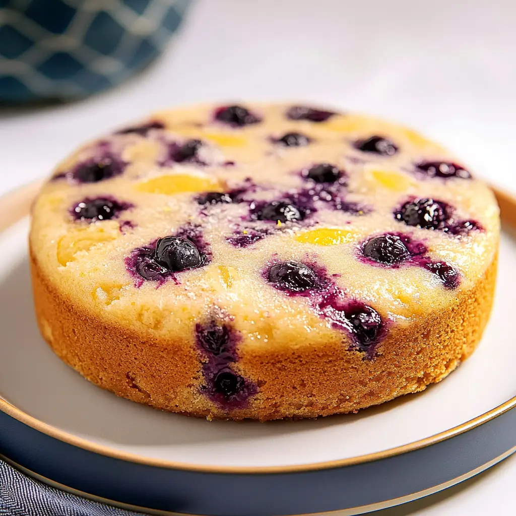 LEMON BLUEBERRY CAKE centered hero view, clean and uncluttered