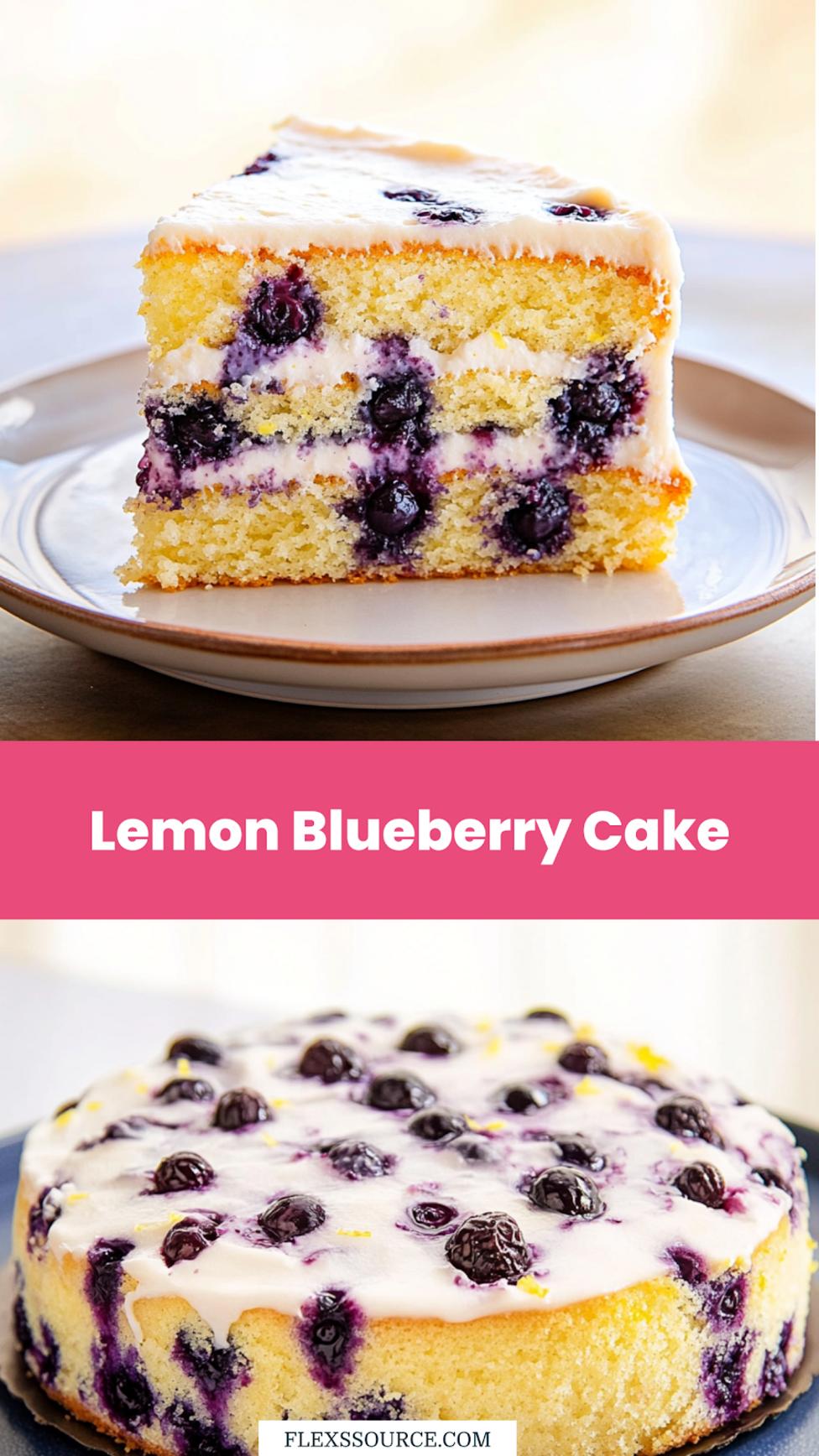 LEMON BLUEBERRY CAKE centered hero view, clean and uncluttered
