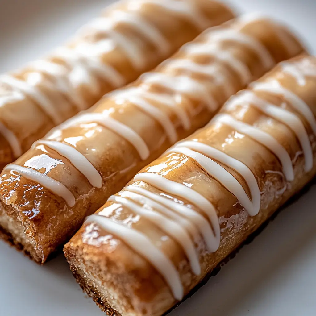 Golden maple donut bars with glossy glaze on a clean white surface