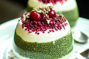Matcha Chia Pudding with Yogurt - Easy Healthy Recipe MATCHA CHIA PUDDING WITH YOGURT centered hero view, clean and uncluttered