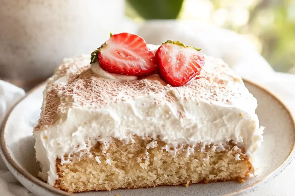 MEXICAN TRES LECHES CAKE RECIPE centered hero view, clean and uncluttered