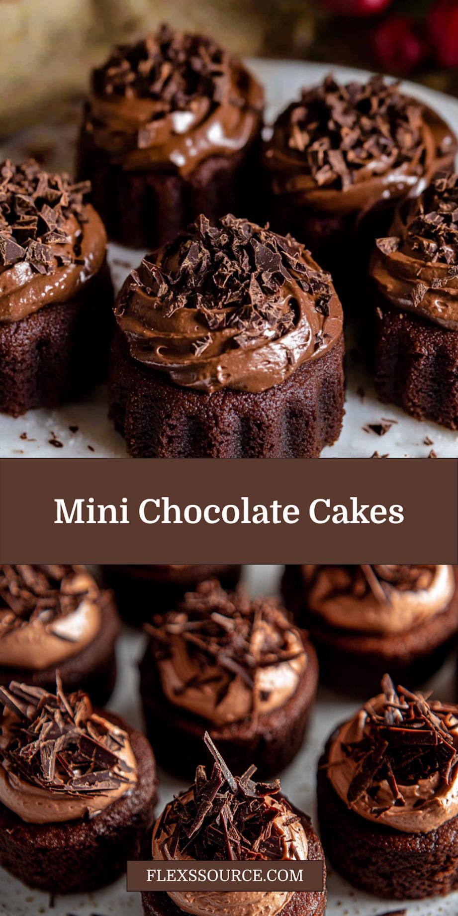 Mini Chocolate Cakes Recipe Easy Delicious and Perfect 4 Mini chocolate cakes centered hero view for Pinterest, clean and uncluttered