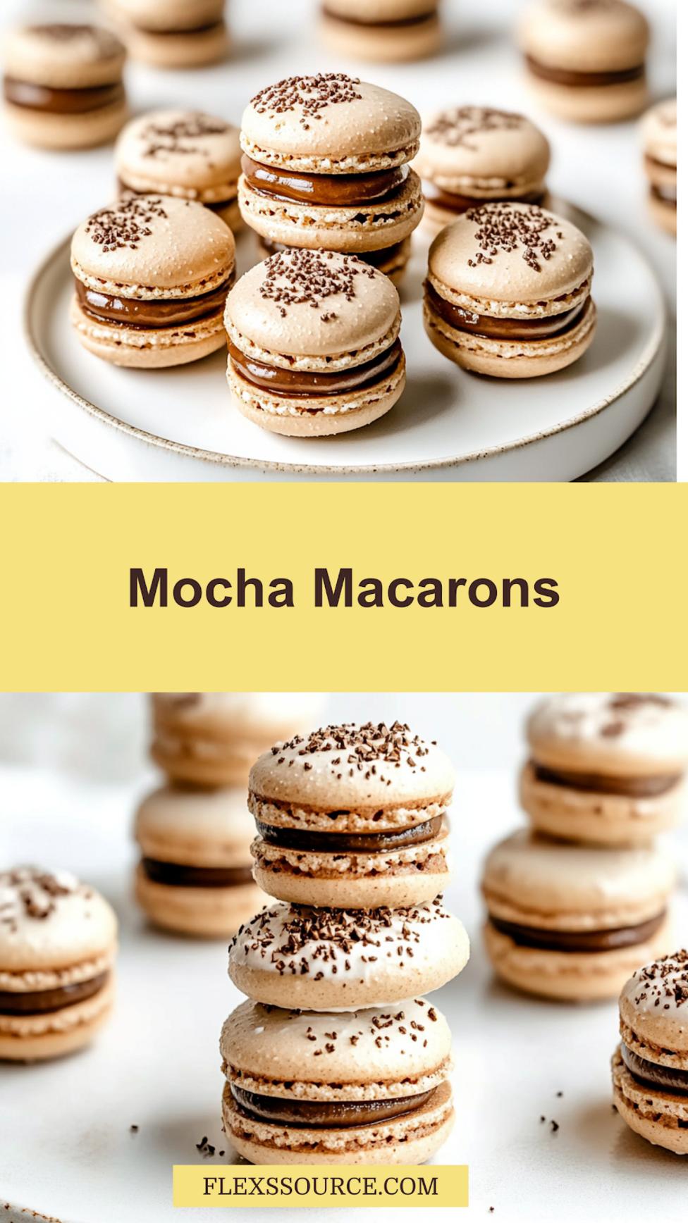 Mocha Macarons Recipe Easy Perfect French Cookies 4 Mocha macarons arranged in clean layout perfect for Pinterest sharing