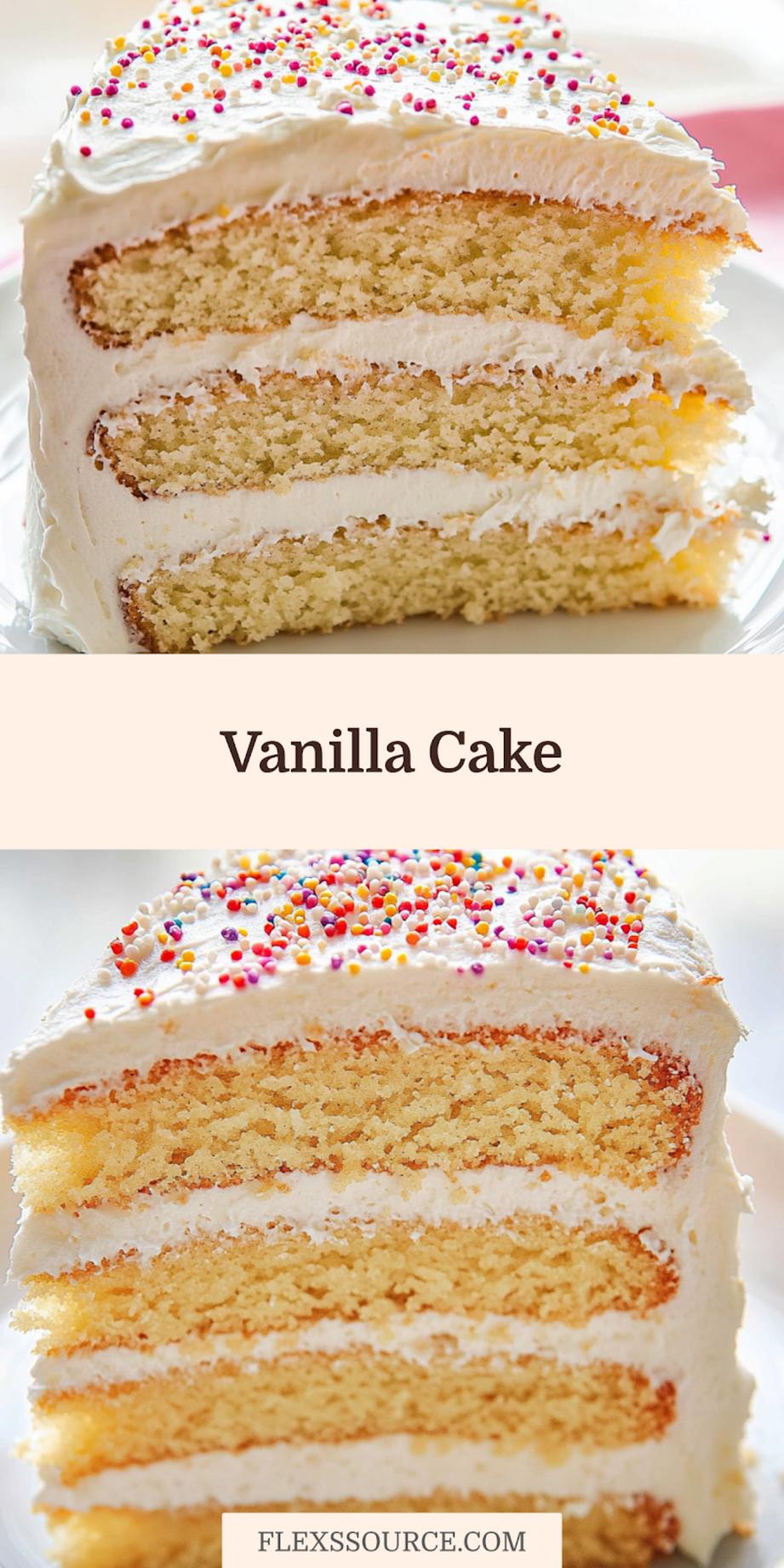My Best Vanilla Cake Recipe Easy Perfect Every Time 4 MY BEST VANILLA CAKE centered hero view, clean and uncluttered_pin