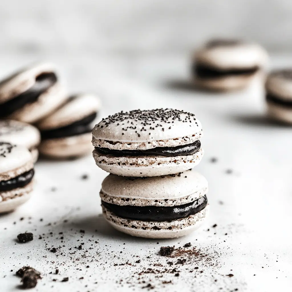 Oreo Macarons Recipe: Easy and Irresistible Homemade Treats 3 OREO MACARONS centered hero view, clean and uncluttered