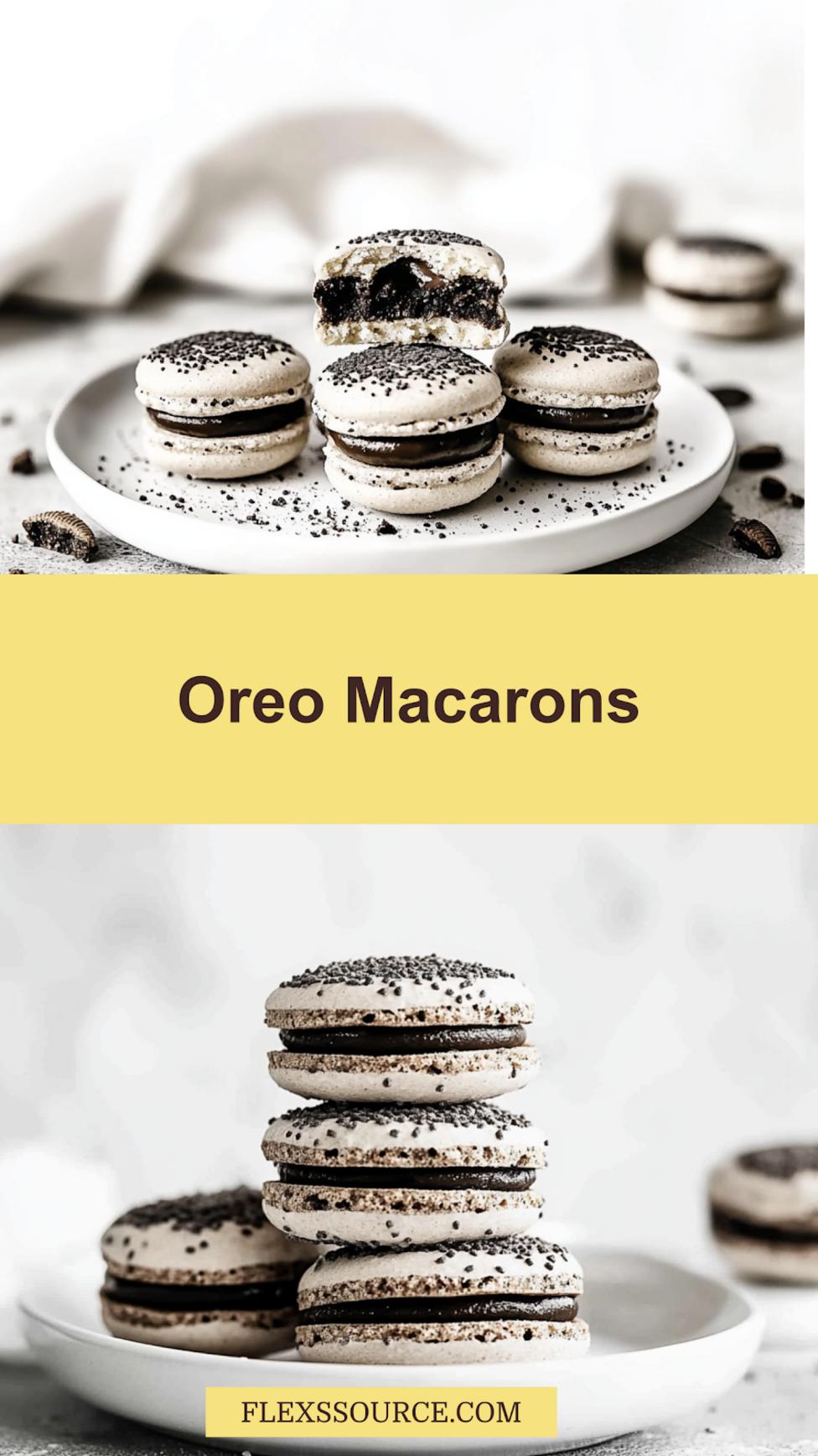Oreo Macarons Recipe: Easy and Irresistible Homemade Treats 4 OREO MACARONS centered hero view, clean and uncluttered_pin