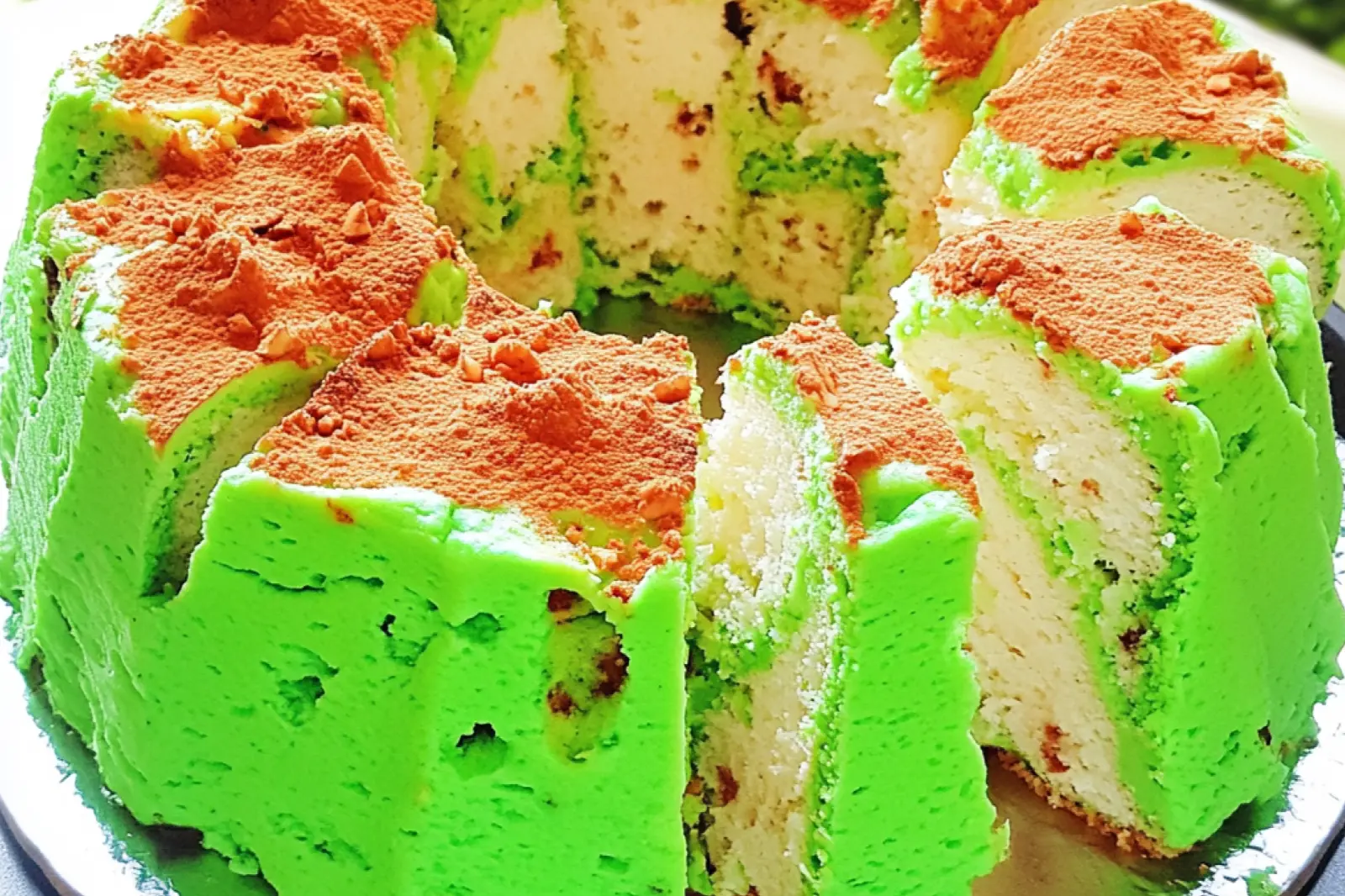 PANDAN CHIFFON CAKE centered hero view, clean and uncluttered