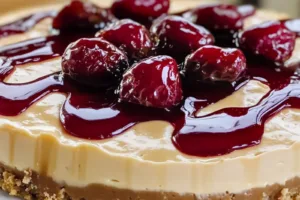 PEANUT BUTTER AND JELLY CHEESECAKE centered hero view, clean and uncluttered