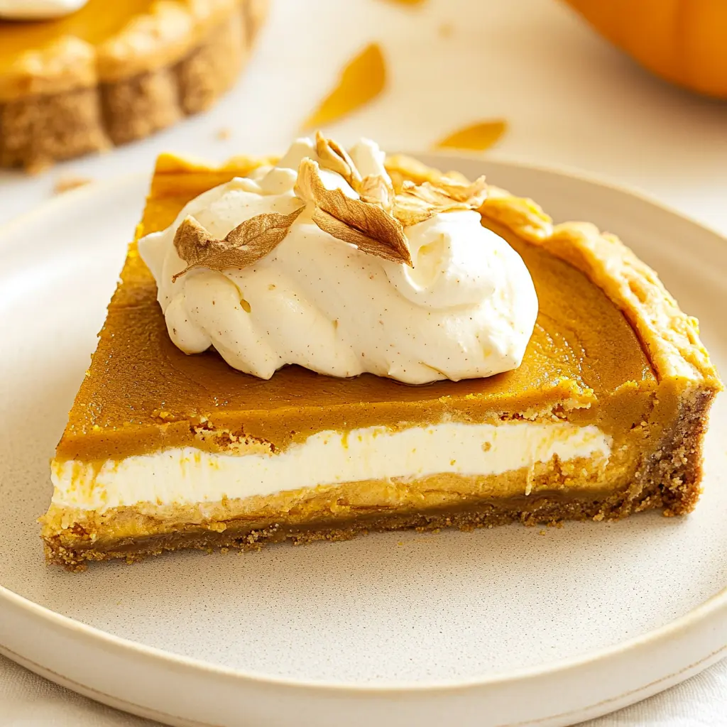 PUMPKIN CHEESECAKE WITH MAPLE WHIPPED CREAM centered hero view, clean and uncluttered