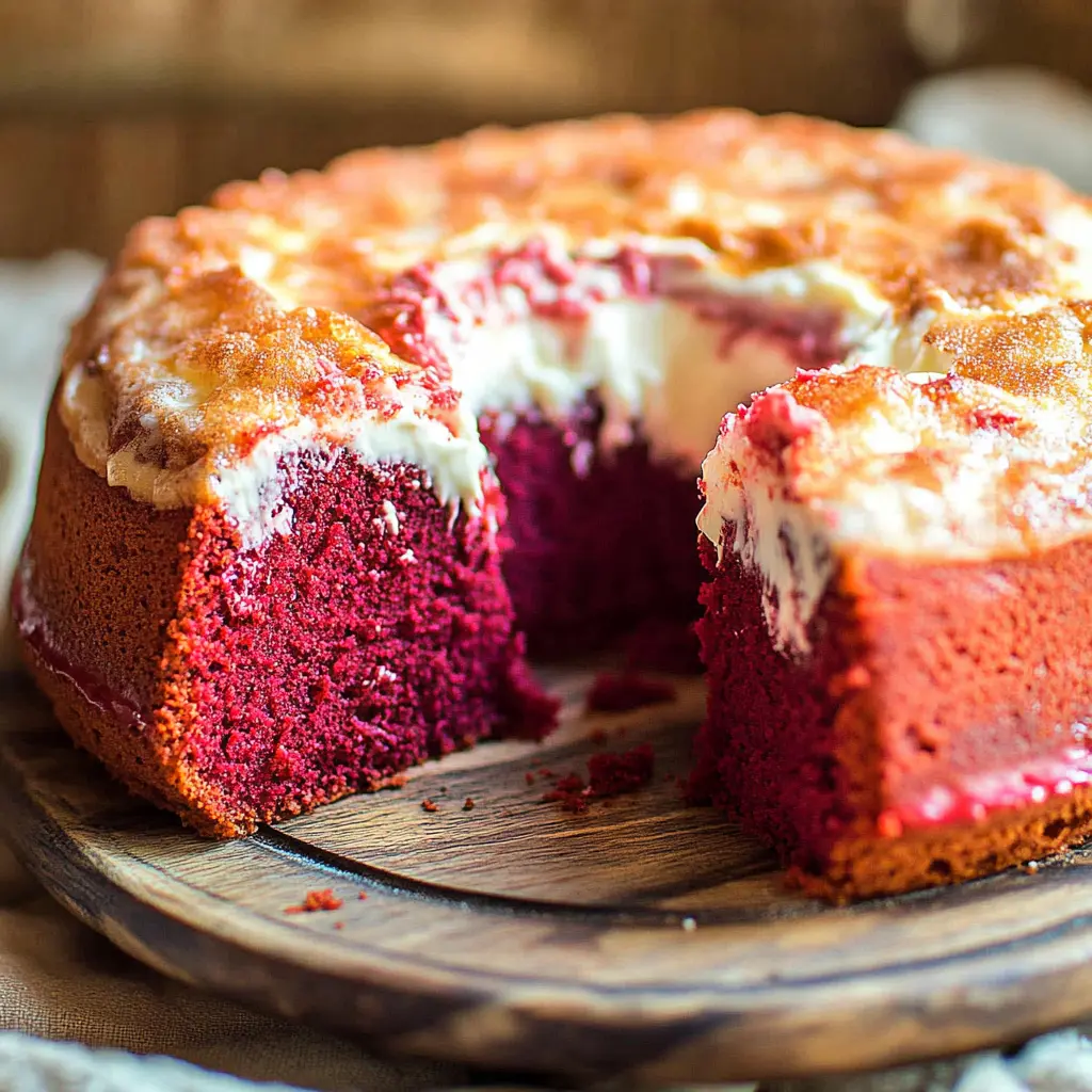 Red Velvet Pound Cake With Cream Cheese Filling Recipe 3 RED VELVET POUND CAKE WITH CREAM CHEESE FILLING centered hero view, clean and uncluttered