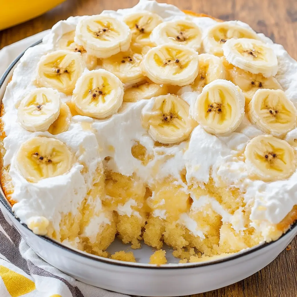 Easy Banana Pudding Poke Cake Recipe You Must Try 2 BANANA PUDDING POKE CAKE centered hero view, clean and uncluttered