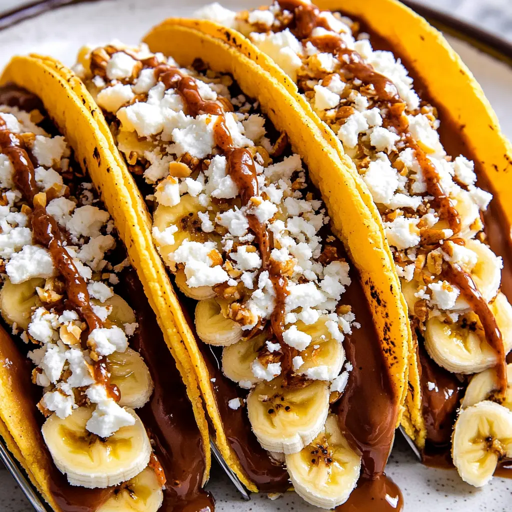 CARAMEL BANANA NUT TACOS centered hero view, clean and uncluttered