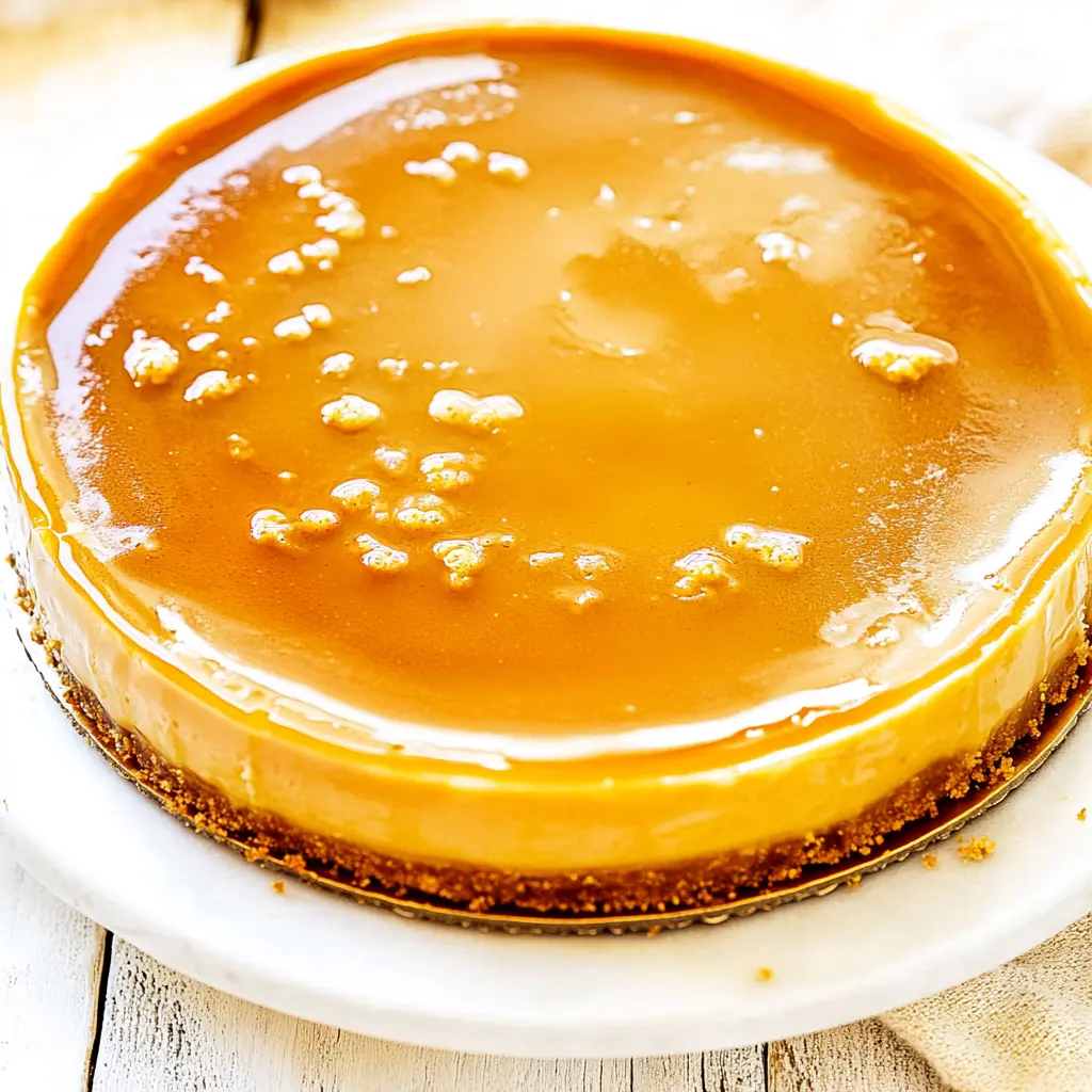 CARAMEL CHEESECAKE centered hero view, clean and uncluttered