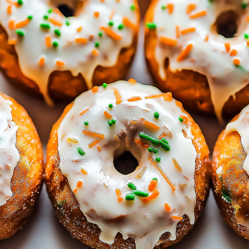 CARROT CAKE DONUTS centered hero view, clean and uncluttered
