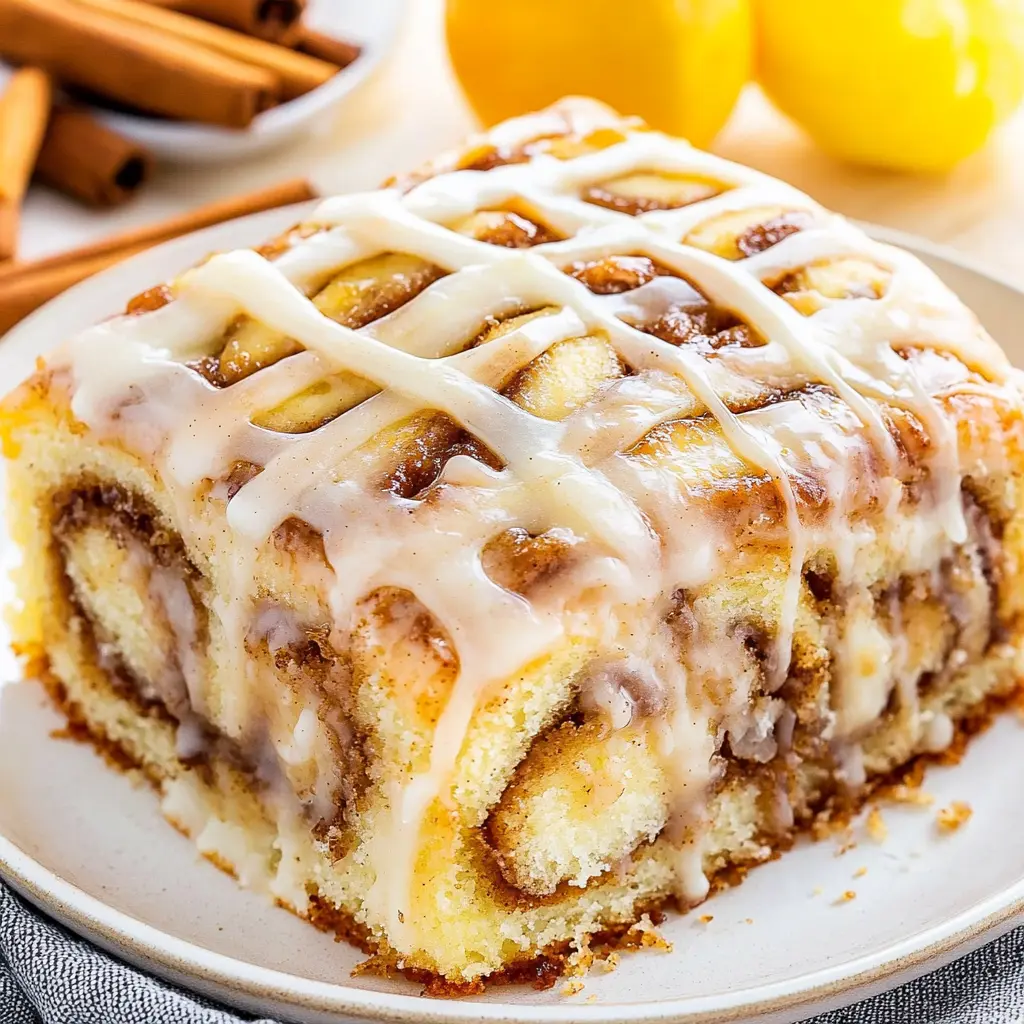 CINNAMON ROLL CAKE centered hero view, clean and uncluttered
