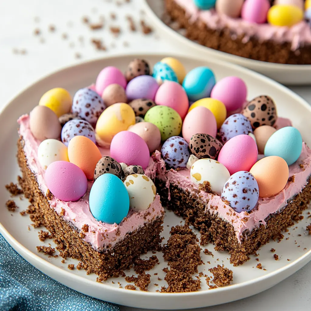 EASTER DIRT CAKE NO BAKE centered hero view, clean and uncluttered