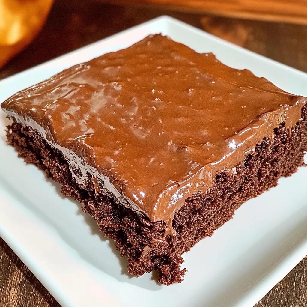 EASY CHOCOLATE TEXAS SHEET CAKE WITH CINNAMON centered hero view, clean and uncluttered