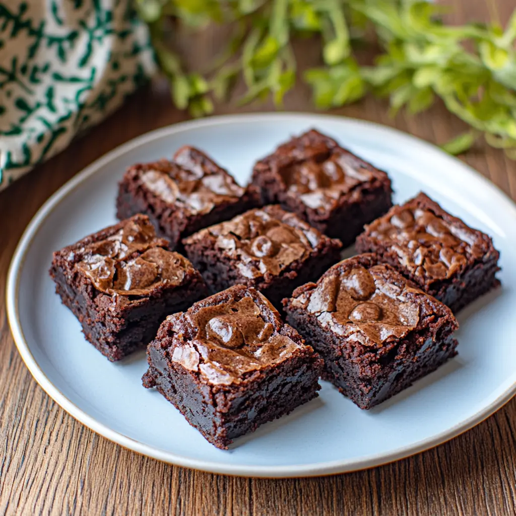 FUDGY LOW CARB KETO COTTAGE CHEESE BROWNIES centered hero view, clean and uncluttered