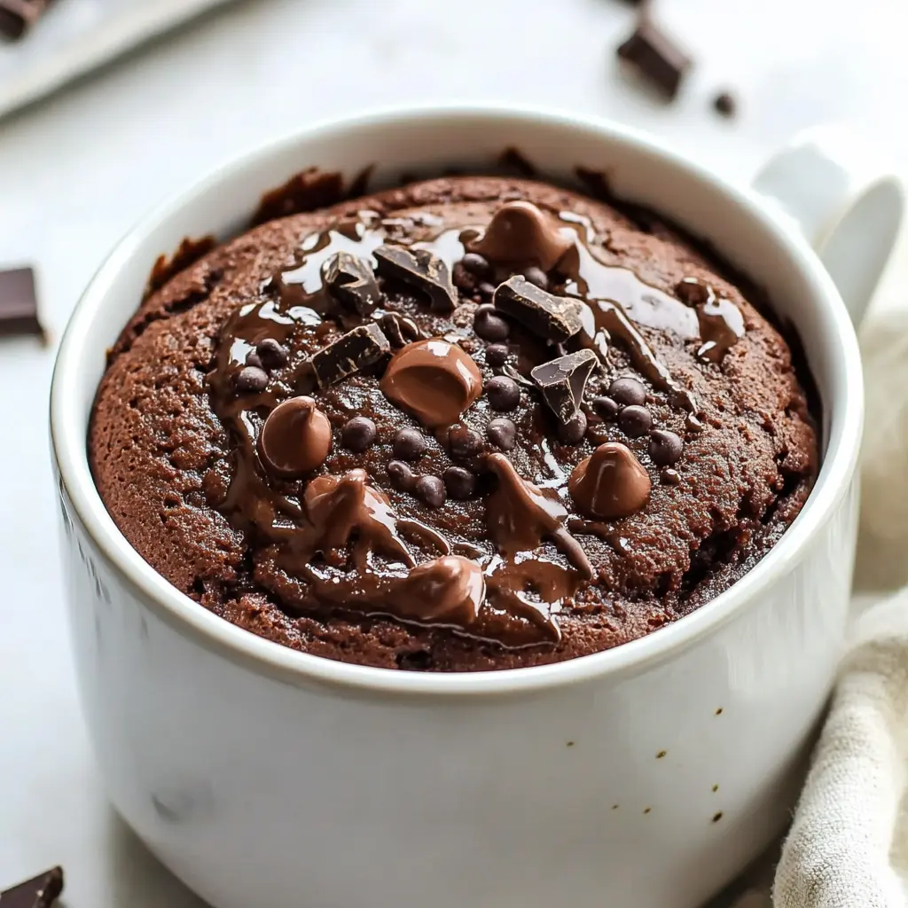 Best High Protein Chocolate Mug Cake Recipe Quick and Easy ( +Free PDF ) 2 HIGH PROTEIN CHOCOLATE MUG CAKE centered hero view, clean and uncluttered