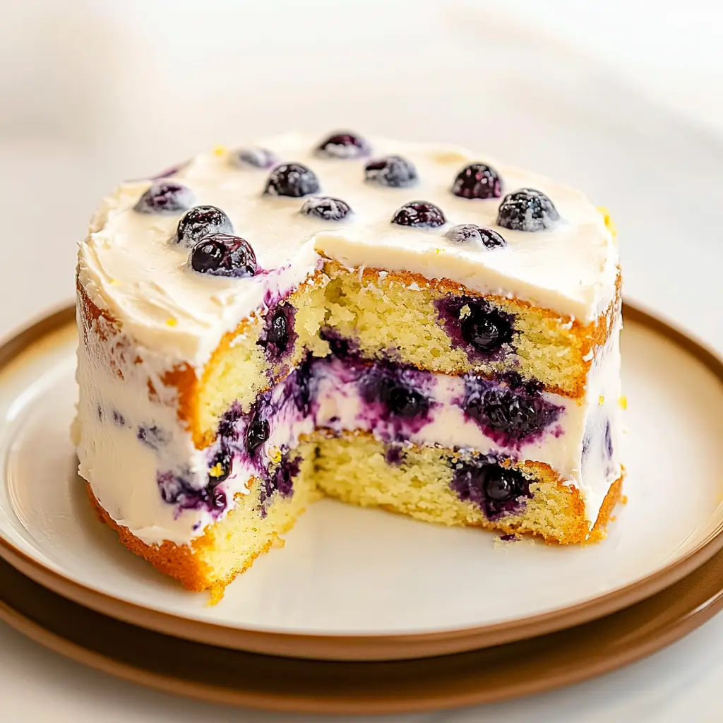 LEMON BLUEBERRY CAKE centered hero view, clean and uncluttered