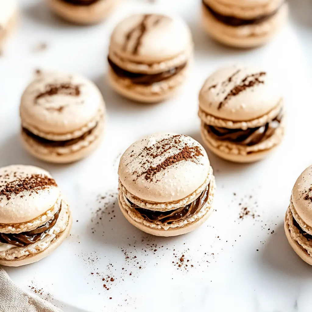 Mocha Macarons Recipe Easy Perfect French Cookies 2 MOCHA MACARONS centered hero view, clean and uncluttered