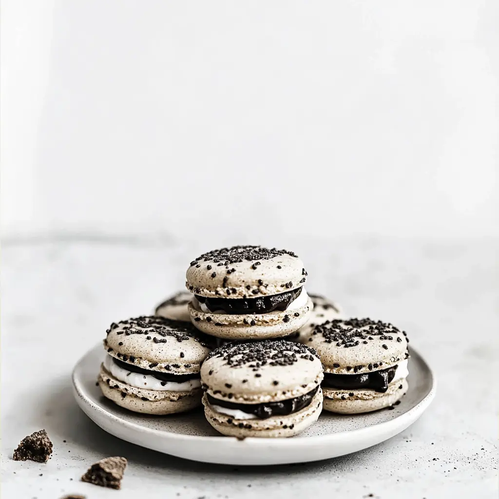Oreo Macarons Recipe: Easy and Irresistible Homemade Treats 2 OREO MACARONS centered hero view, clean and uncluttered