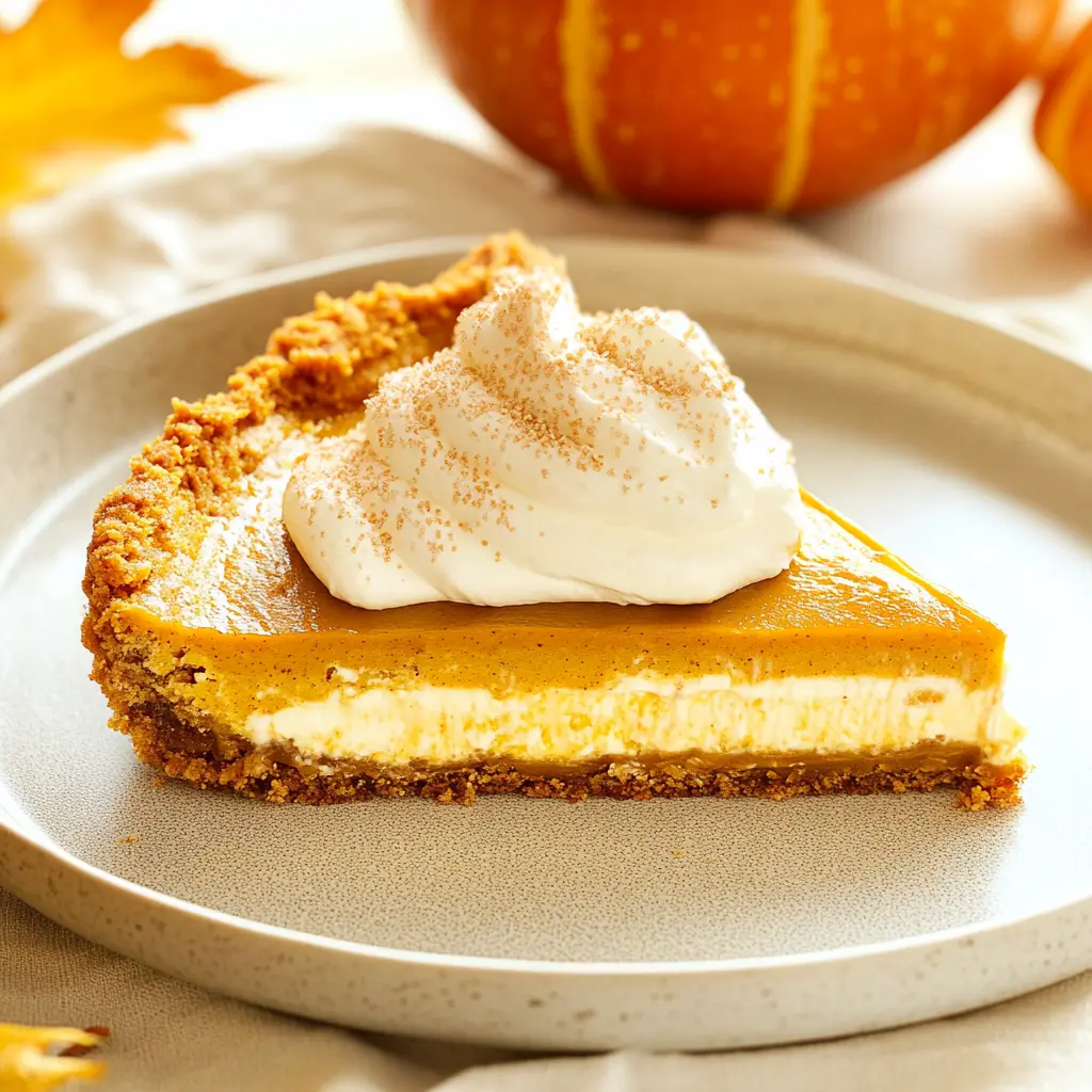 PUMPKIN CHEESECAKE WITH MAPLE WHIPPED CREAM centered hero view, clean and uncluttered