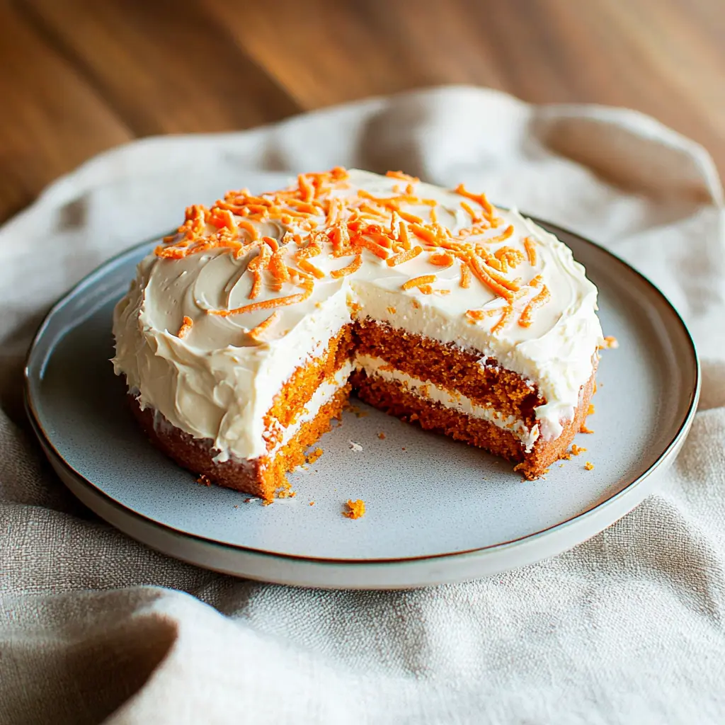 Single Layer Carrot Cake with Cream Cheese Frosting Recipe Easy 2 SINGLE LAYER CARROT CAKE WITH CREAM CHEESE FROSTING centered hero view, clean and uncluttered