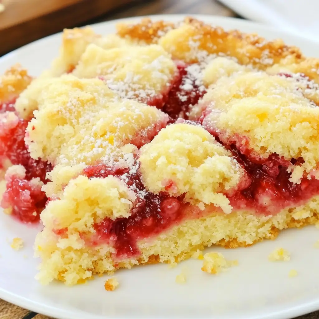 Easy Strawberry Lemon Dump Cake Recipe Ready in Minutes 2 STRAWBERRY LEMON DUMP CAKE centered hero view, clean and uncluttered