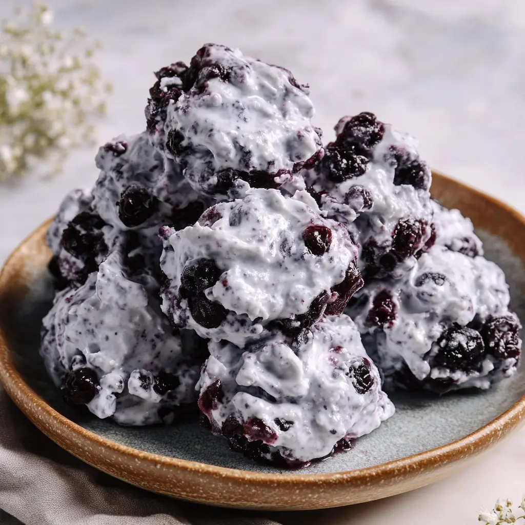 WHOLESOME FROZEN BLUEBERRY YOGURT CLUSTERS centered hero view, clean and uncluttered