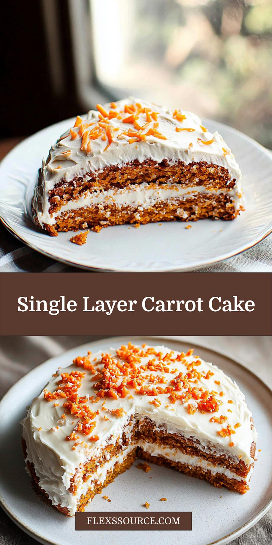 Single Layer Carrot Cake with Cream Cheese Frosting Recipe Easy 4 SINGLE LAYER CARROT CAKE WITH CREAM CHEESE FROSTING centered hero view, clean and uncluttered