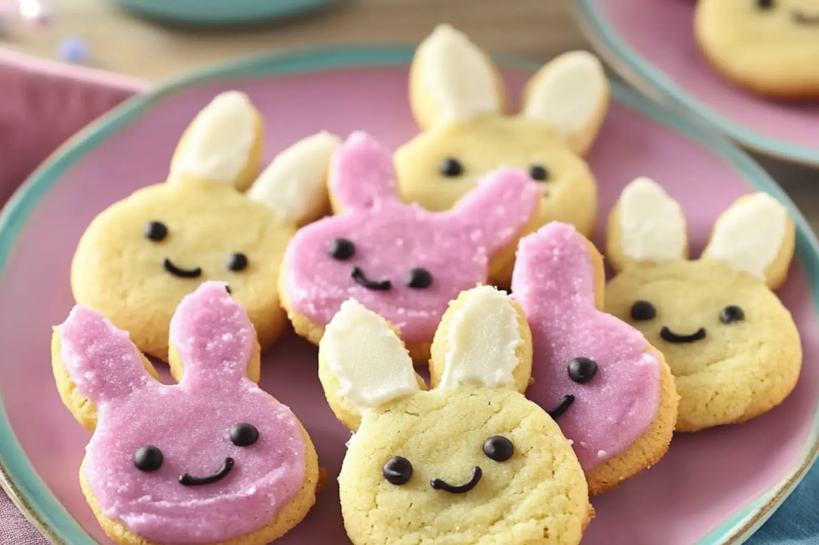 SOFT BUTTERCREAM BUNNY COOKIES centered hero view, clean and uncluttered